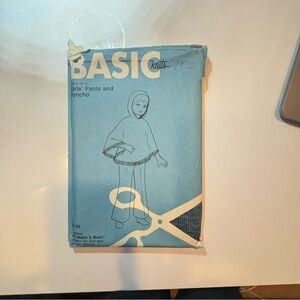 Vintage 1970 Sewing Pattern for Girl's Pants and Poncho - Uncut